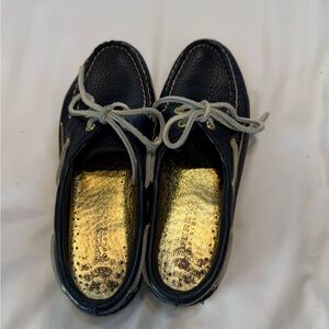 Sperry Moccasins in Navy and Gold